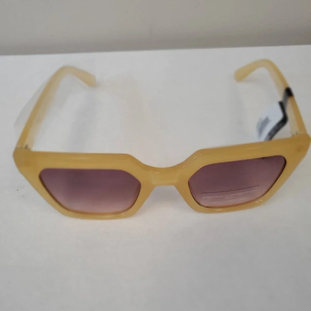 French Connection chunky square sunglasses with gradient lens-Sunny Yellow NWT